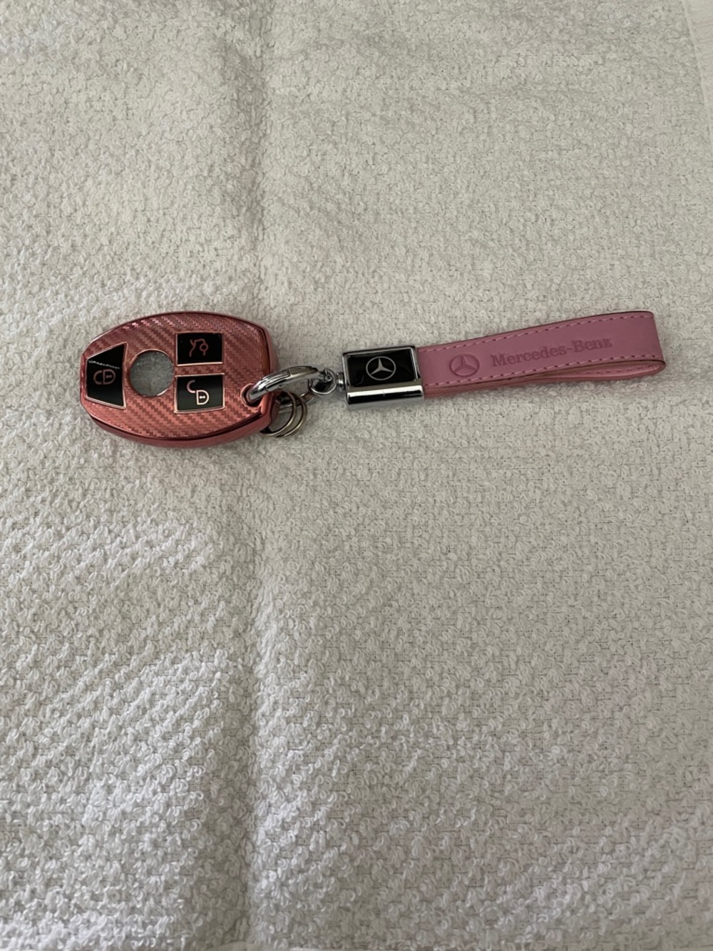 Mercedes-Benz Pink Leather Key Fob with Metallic Pink Remote Case NWOT